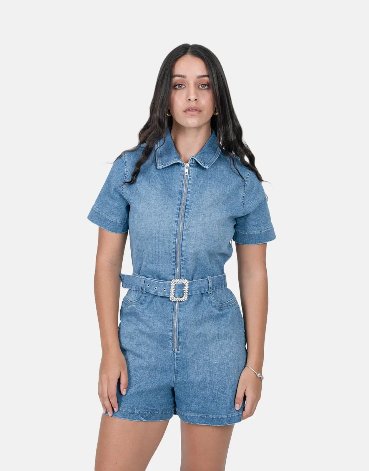 Sissy Boy Denim Self Belt Playsuit Lt Vintage - Subwear