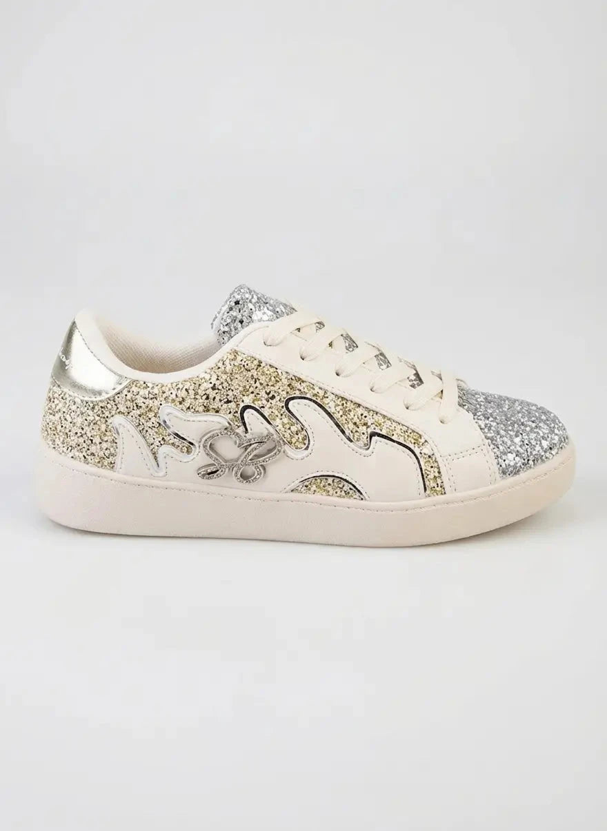 Sissy Boy Marguerite All Over Glitter Cream Sneakers - Subwear