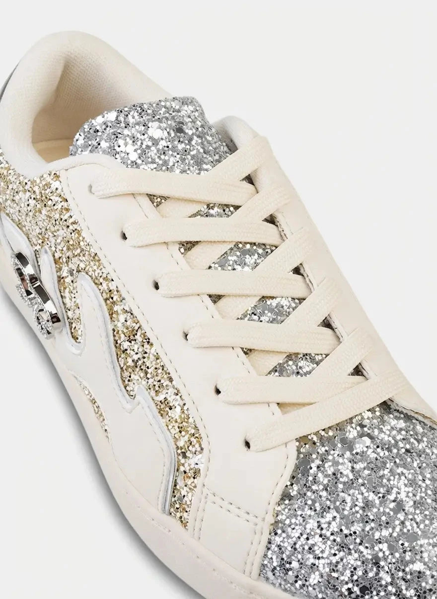 Sissy Boy Marguerite All Over Glitter Cream Sneakers - Subwear
