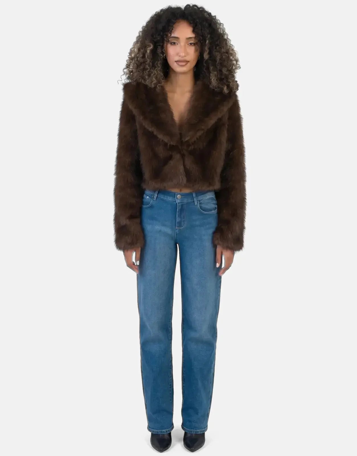 Sissy Boy Needing Me Faux Fur Cropped Brown Jacket - Subwear