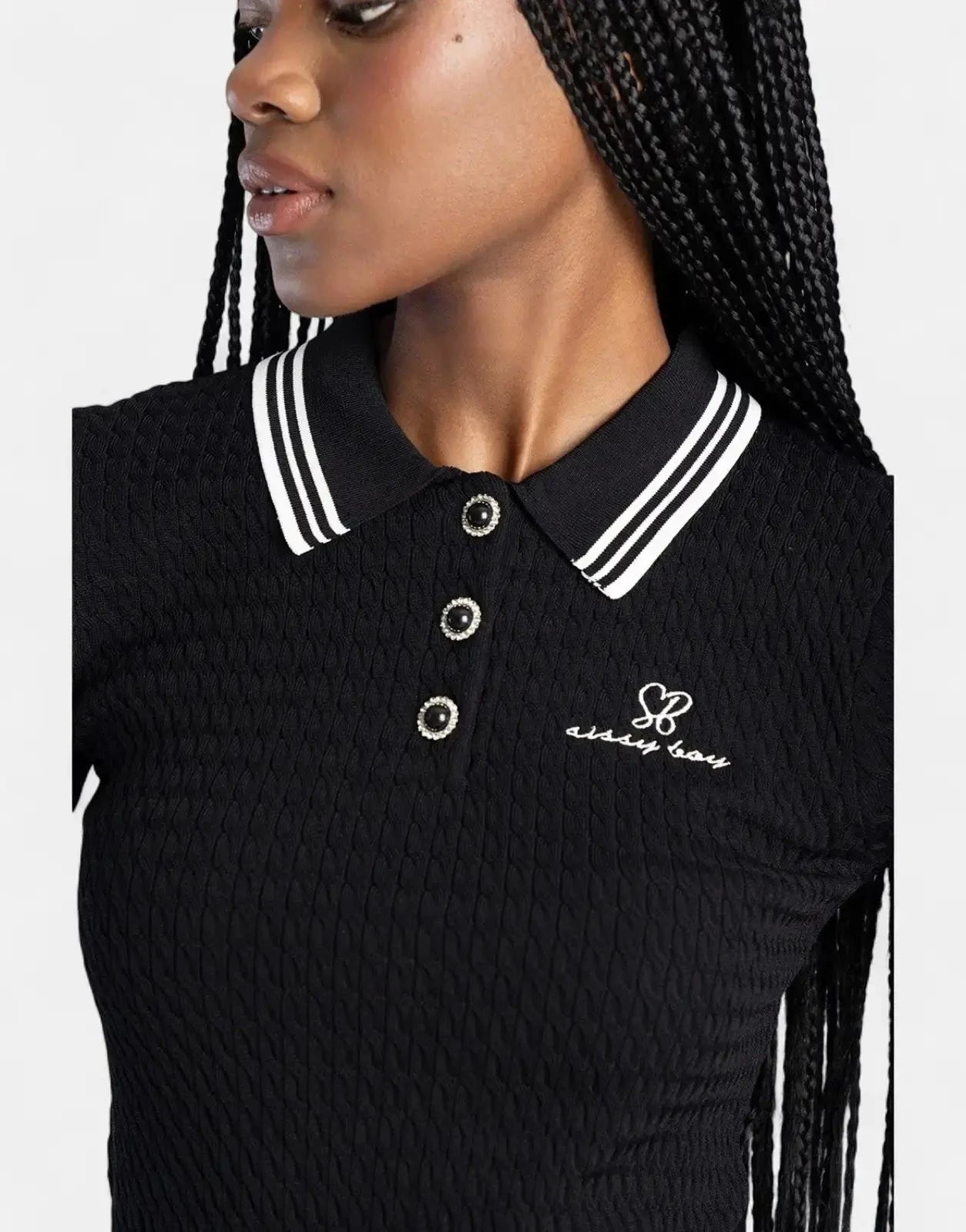 Sissy Boy Knit Logo Black Polo Shirt - Subwear