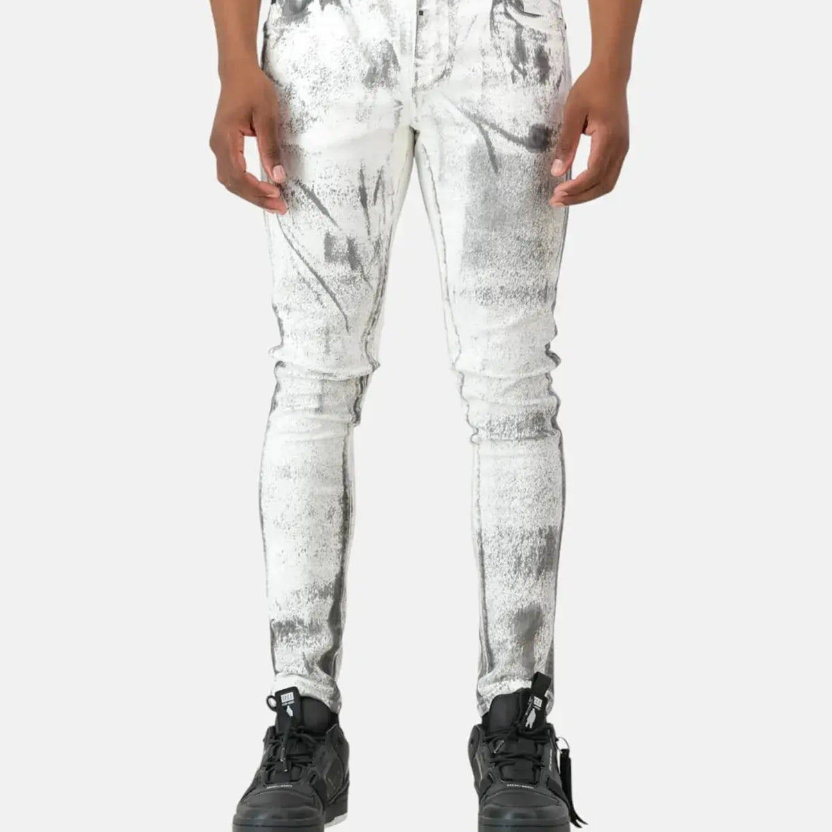 Men's White Denim Jeans - SPCC Fracture Style SGT-3790A