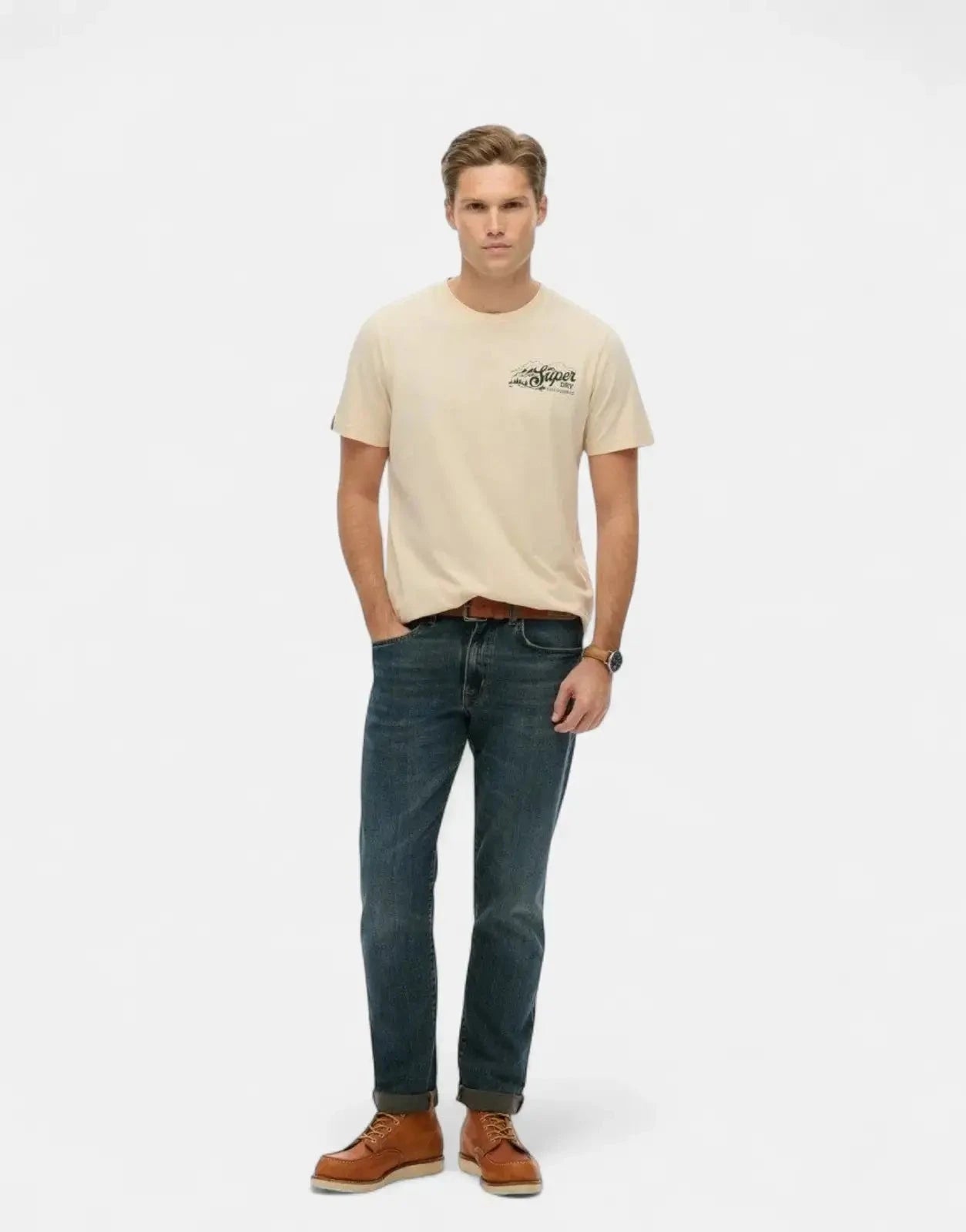 Superdry Lo-Fi Outdoors Oatmeal Beige Relaxed T-Shirt - Subwear