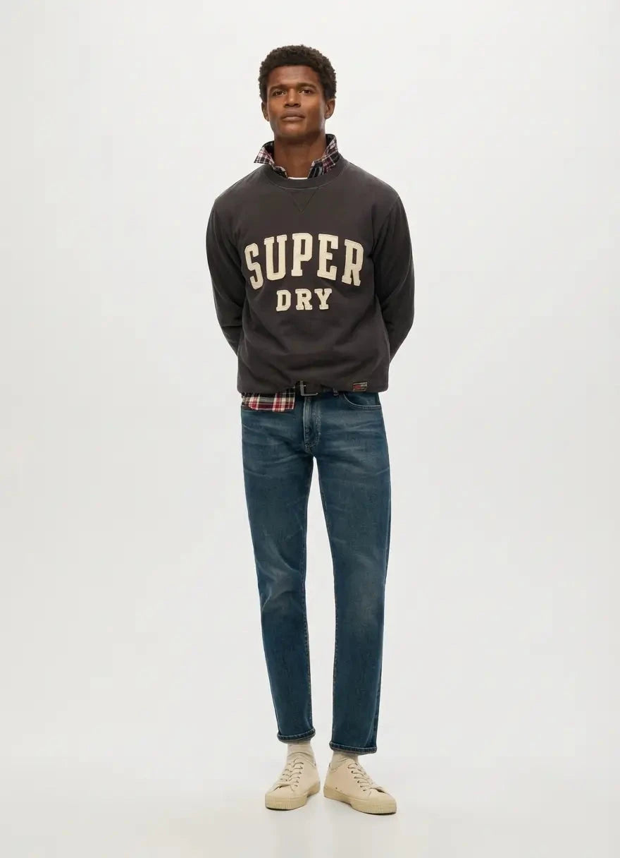 Superdry Vintage Athletic Crew Washed Black Sweatshirt - Subwear
