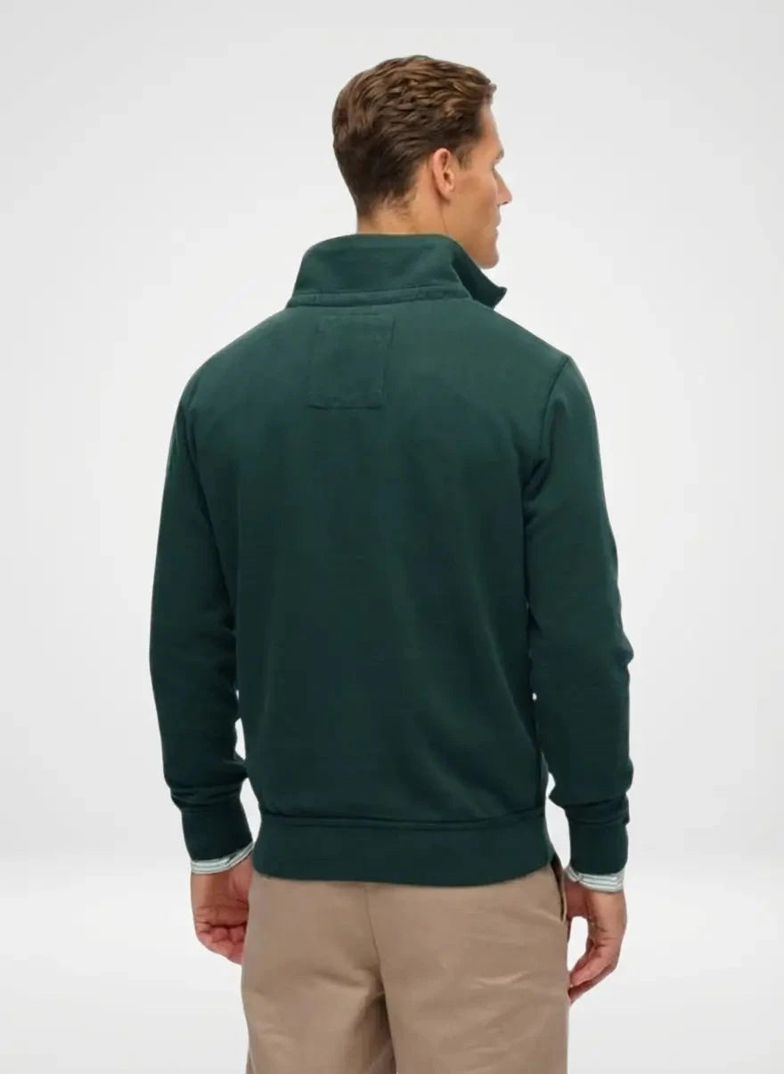 Superdry Vintage Athletic Zip Henley Eagle Green Sweatshirt - Subwear