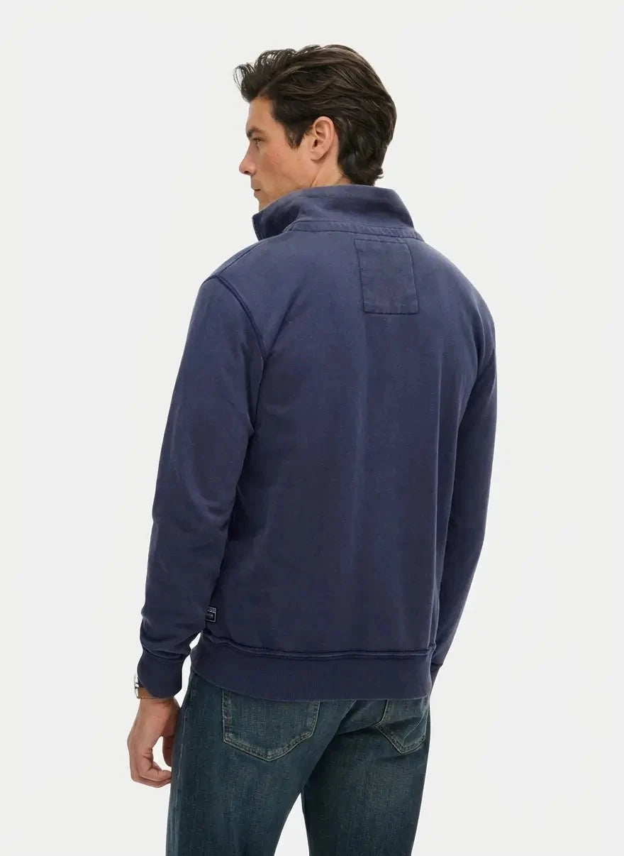 Superdry Vintage Athletic Zip Henley Lauren Navy Sweatshirt - Subwear