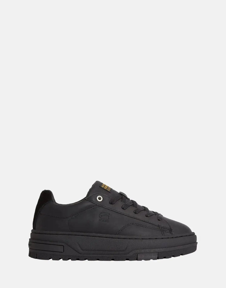 G Star black shoes, Subwear, side view with white stitching detail.