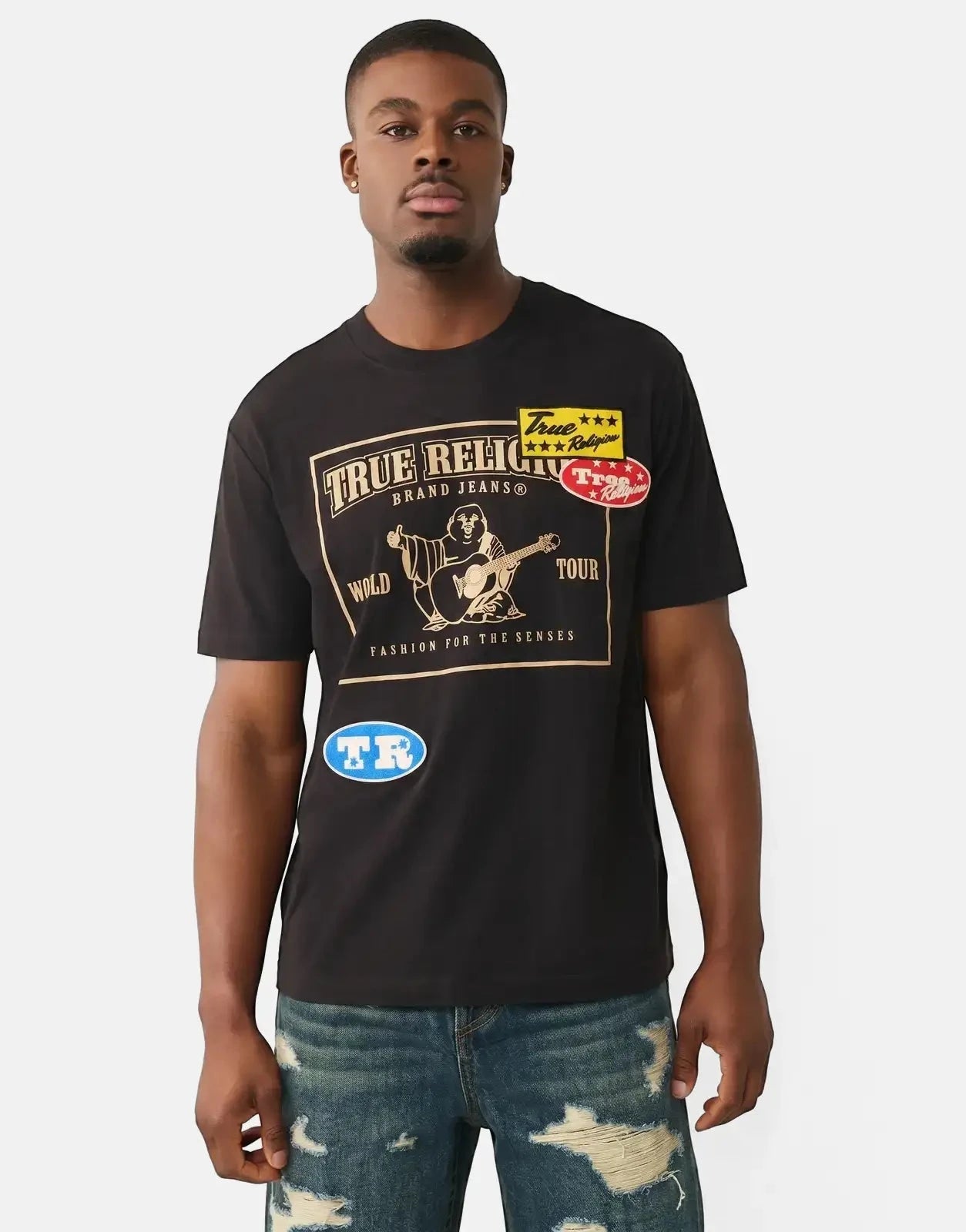 True Religion Logo Patch SRS T-Shirt Black - Subwear