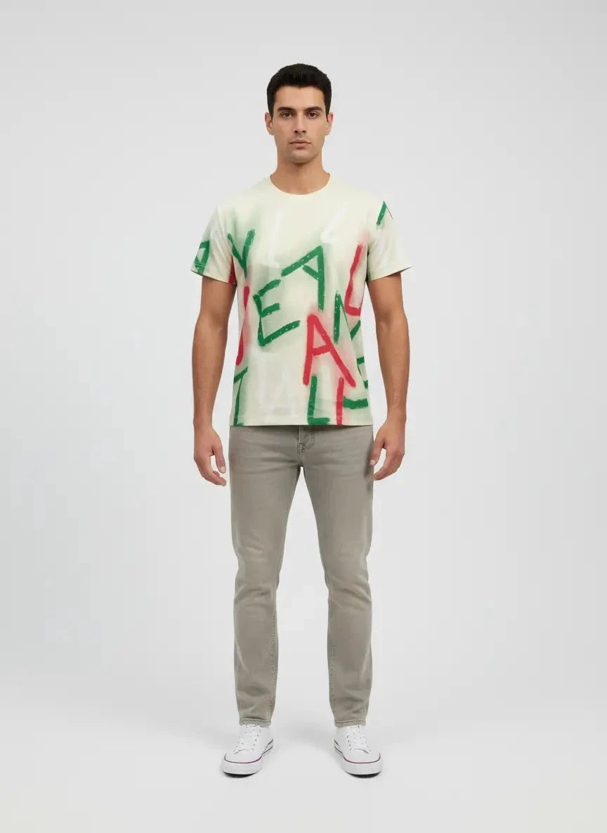 Vialli Letters Cream T-Shirt - Subwear