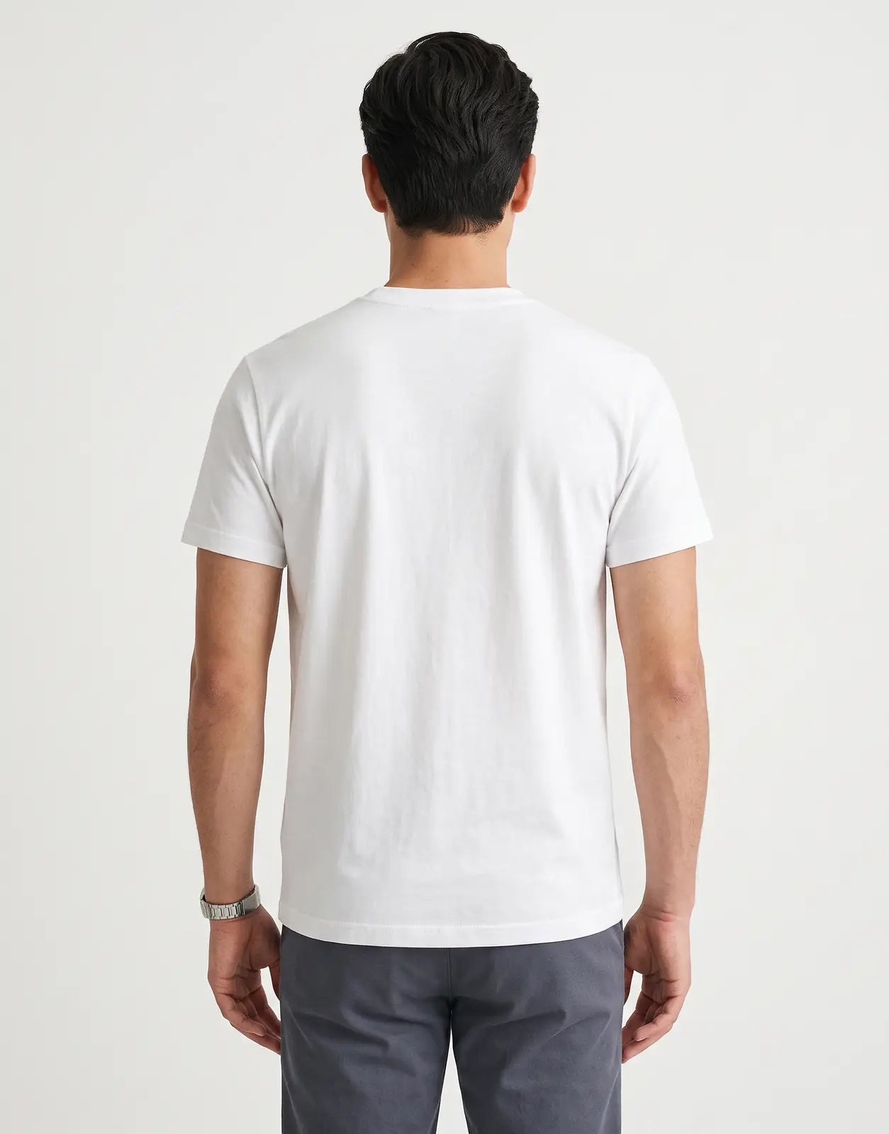 Vialli Nelson White T-Shirt, shown from the back, featuring a classic crew neck and short sleeves in soft white fabric,